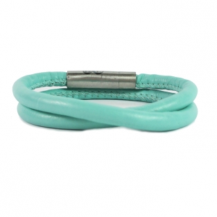 B&L leren wikkelarmband groen